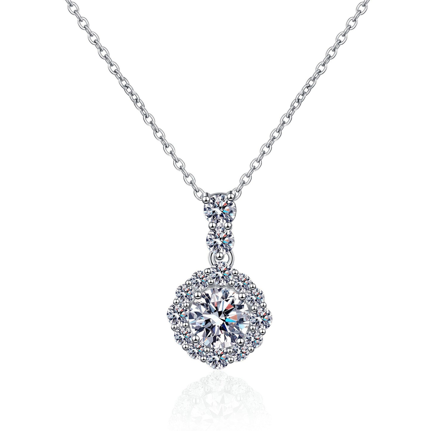 S925 Silver Diamond Necklace For Women Round Bag Pendant Fashion Commuter