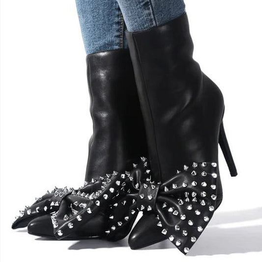 Catwalk Stiletto Heel Ankle Boots Bow