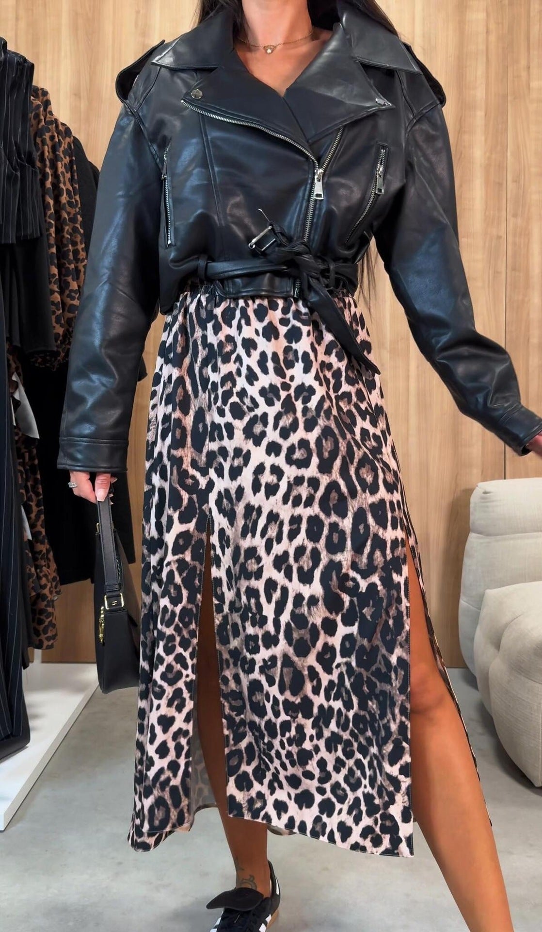 Fashion High Waist Slit Printed Skirt Women's Clothing