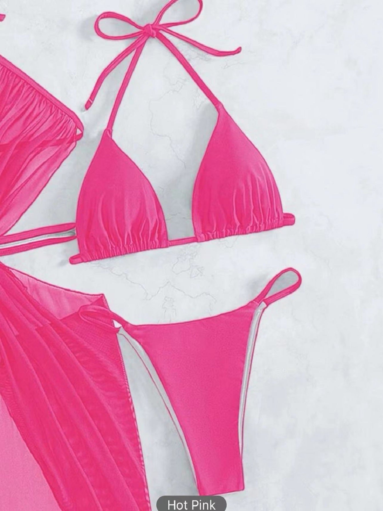 Women's Solid Color Split Swimsuit Three-piece Bikini