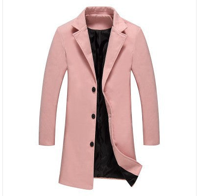 2021 Autumn And Winter New Mens Solid Color Casual Business Woolen Coats