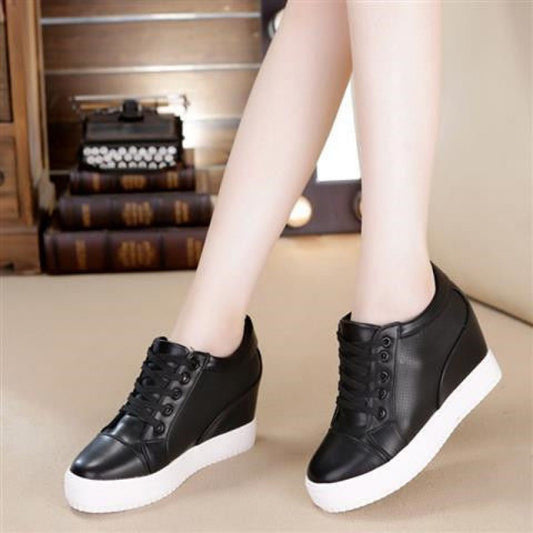 New Versatile Breathable White Shoes For Women Inner Height Increasing Casual Shoes