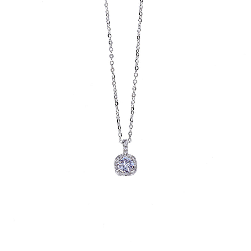 925 Sterling Silver Small Square Brick Necklace For Women