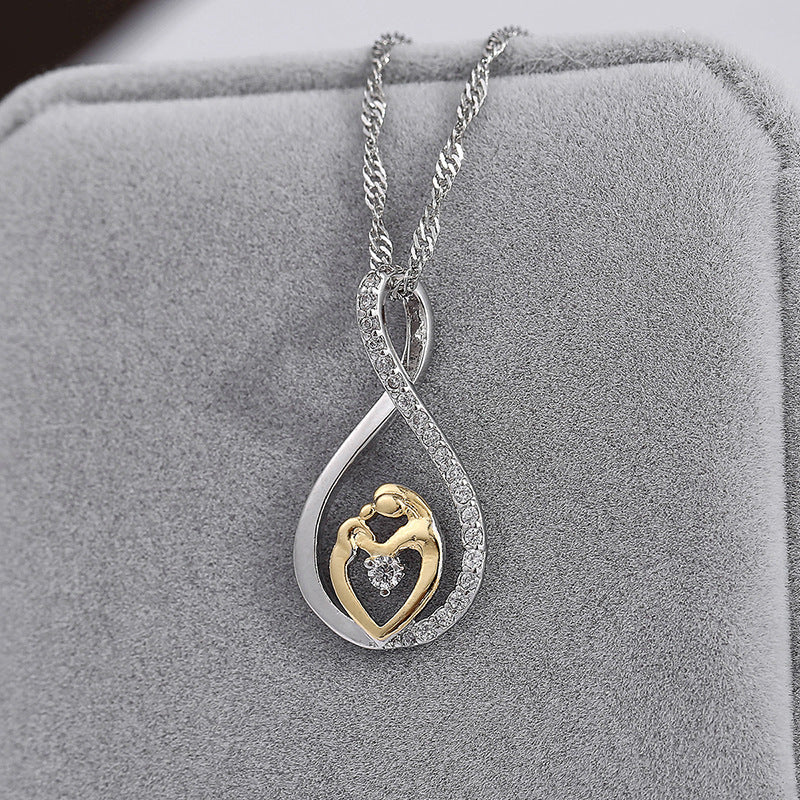 Korean Version Of Micro-Inlaid Zircon Drop-Shaped Necklace, Mother's Day Mother's Pendant