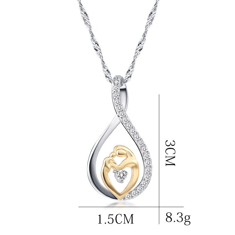 Korean Version Of Micro-Inlaid Zircon Drop-Shaped Necklace, Mother's Day Mother's Pendant