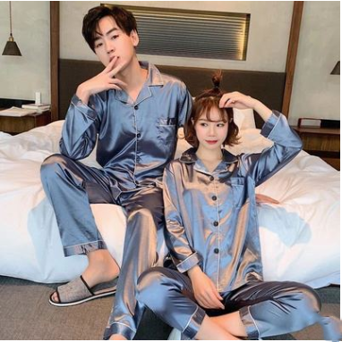 New Wedding Couple Pajamas Spring And Autumn Red Female Bridal Ice Silk Home Service Suit Natal Male Summer Bride