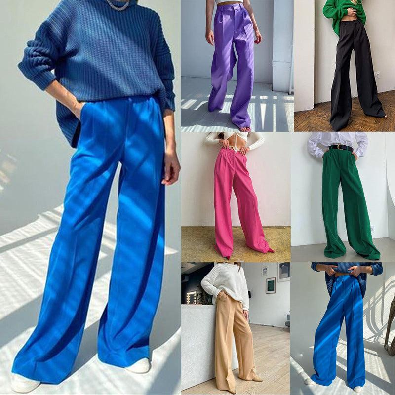 High Waist Straight Casual Pants