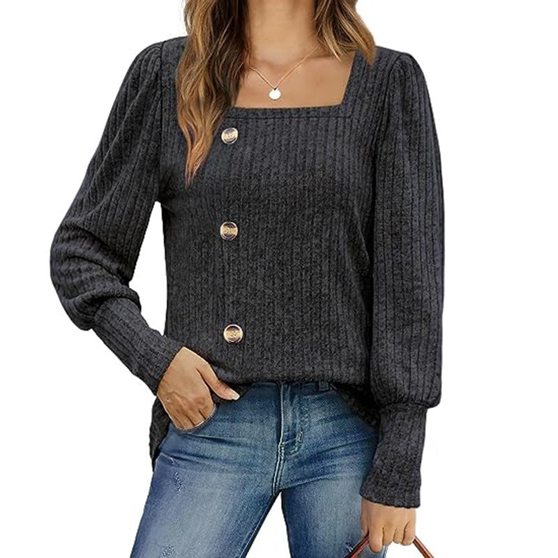 Women's Sunken Stripe Long-sleeved Top T-shirt