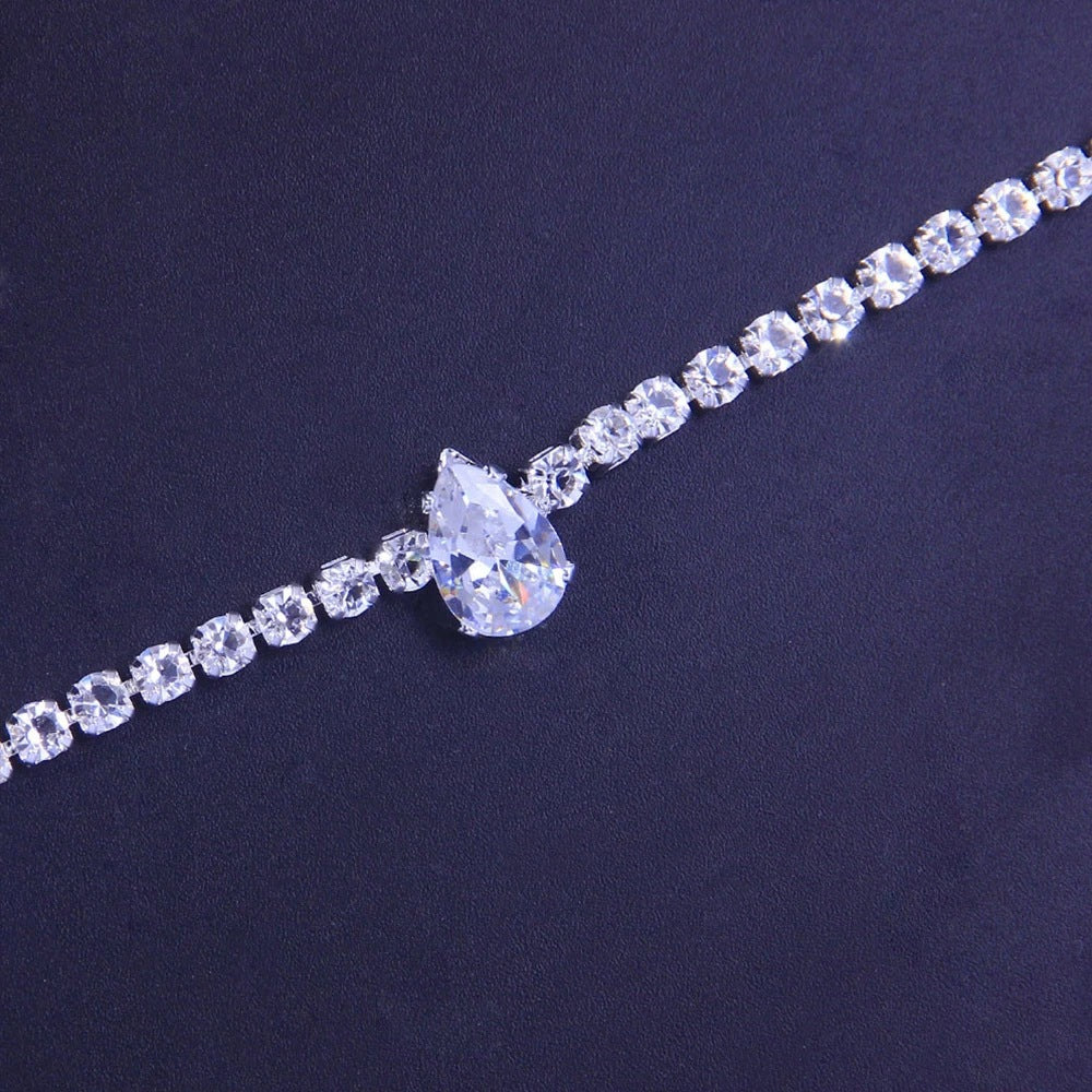 Ladies New Zircon Water Drops Necklace
