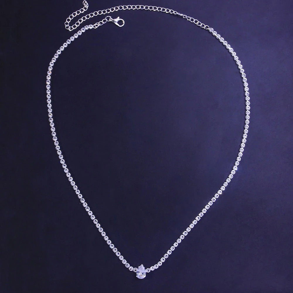 Ladies New Zircon Water Drops Necklace