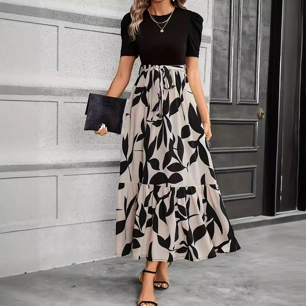 Women's Spring And Summer Wear Popular Floral Print Round Neck Exotic Vacation Style Elegant Dress