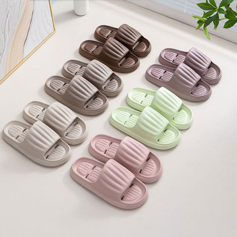 Summer Solid Color Stripe Slippers Non-slip Floor Bathroom Slipper Indoor House Shoes For Men Women Couples