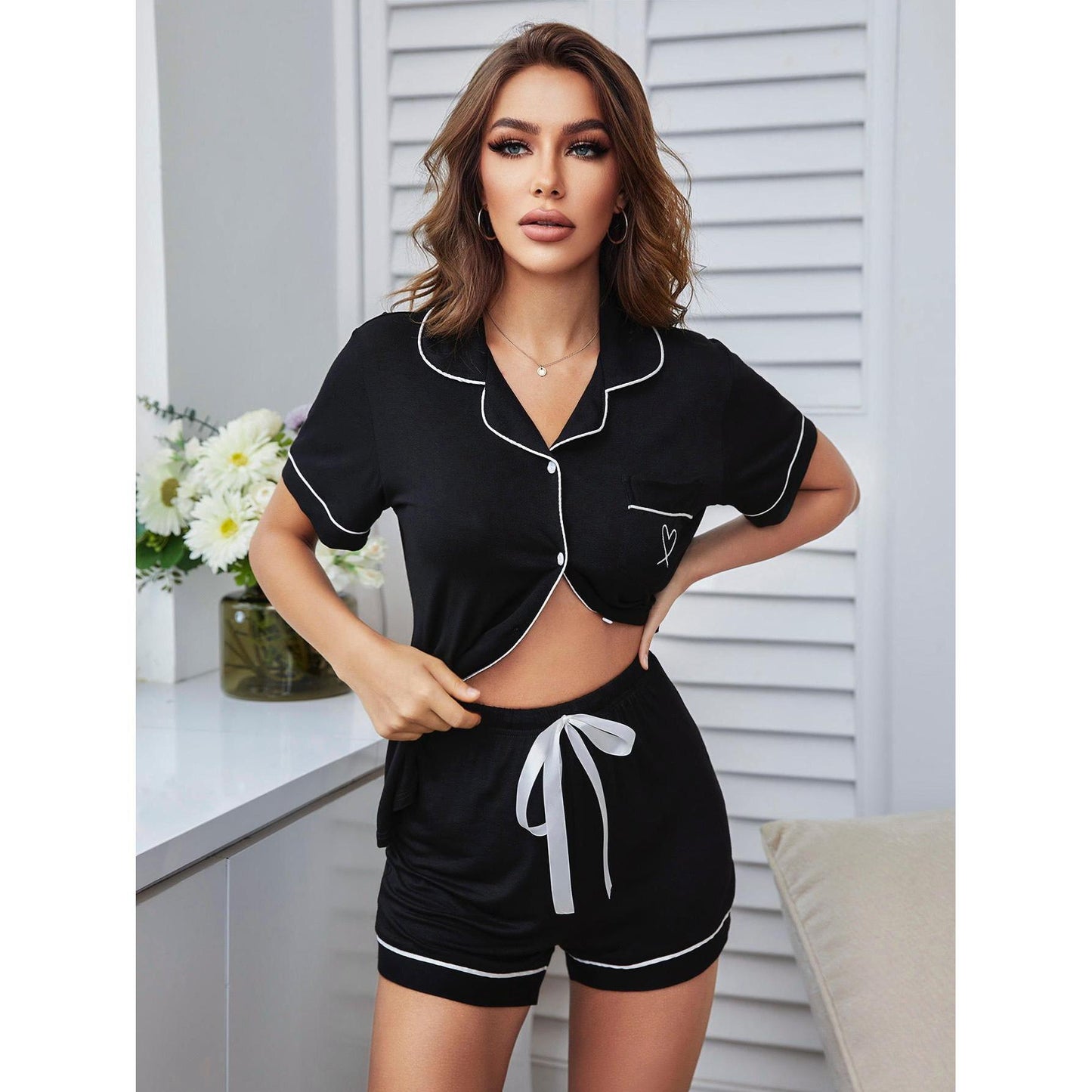 Women's Fashion Short-sleeved Shirt Shorts Suit