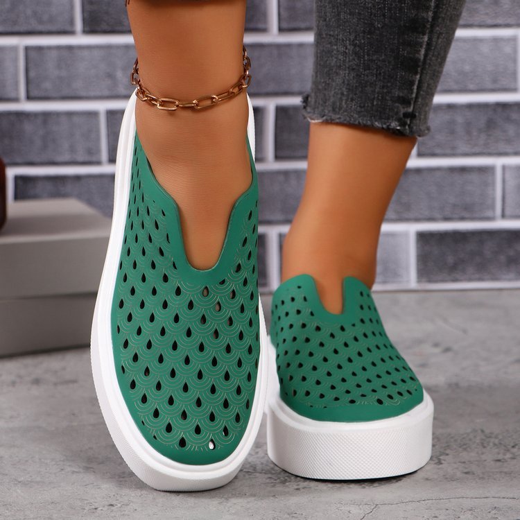 Fashion Hollow Flats Shoes Casual Versatile Thick Sole Slip-on Shallow Shoes For Women