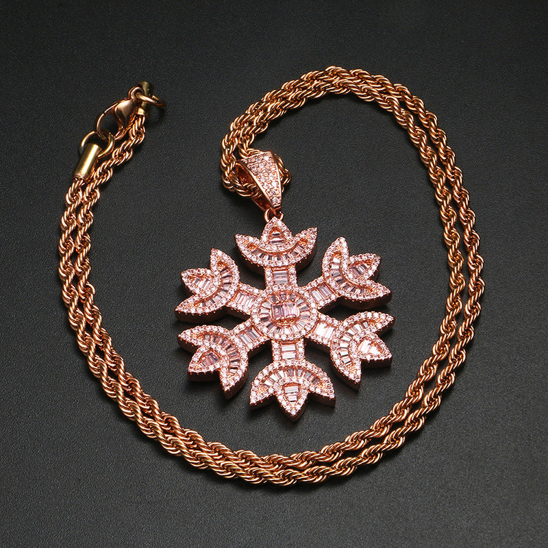 Zircon Snowflake Necklace Creative Pendant Popular Ornament