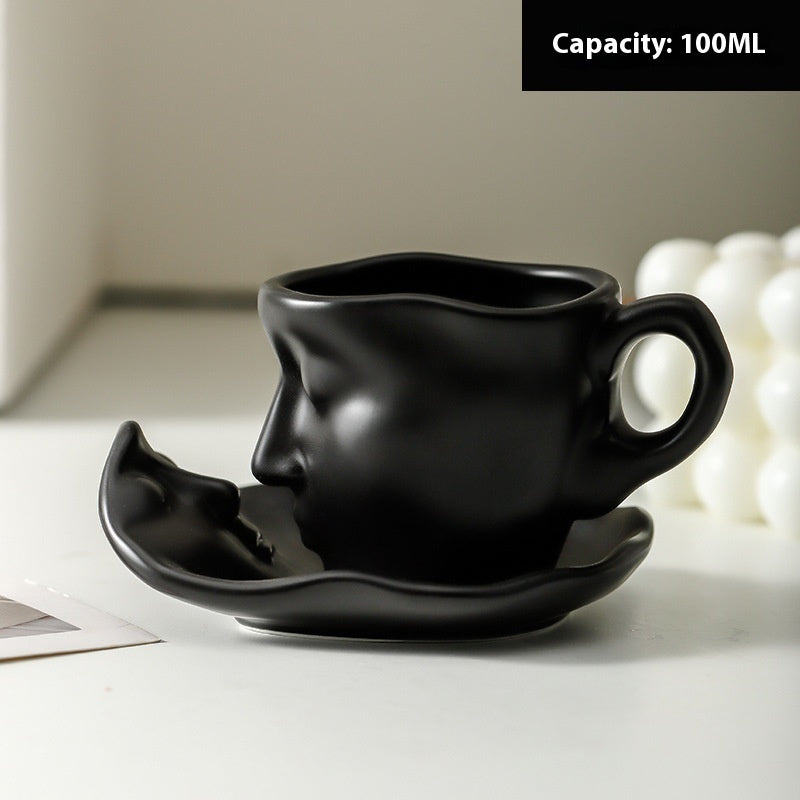 100ml Small Size Creative Person Face Kiss Ceramic Cup Dish