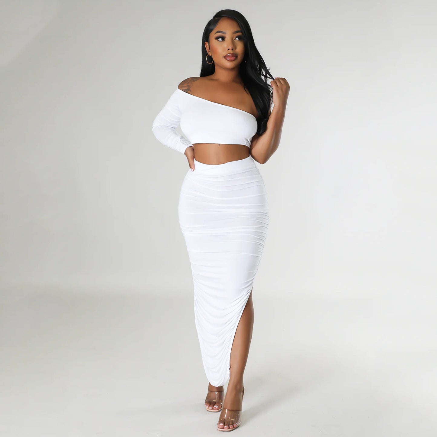 Tight Pleated Irregular Two-piece Set