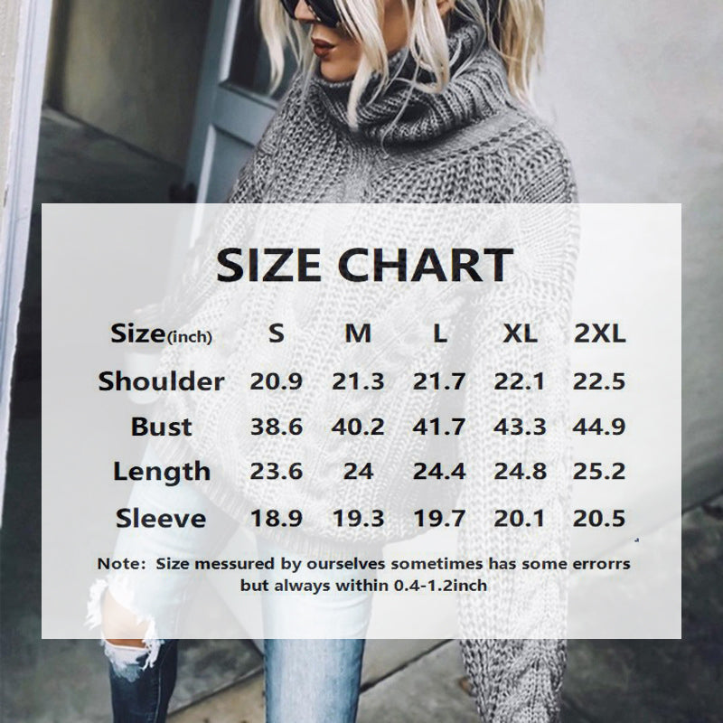 Women's Cable Knit Turtleneck Sweater, Classic Long Sleeve Winter Knitwear For Casual And Formal Wear