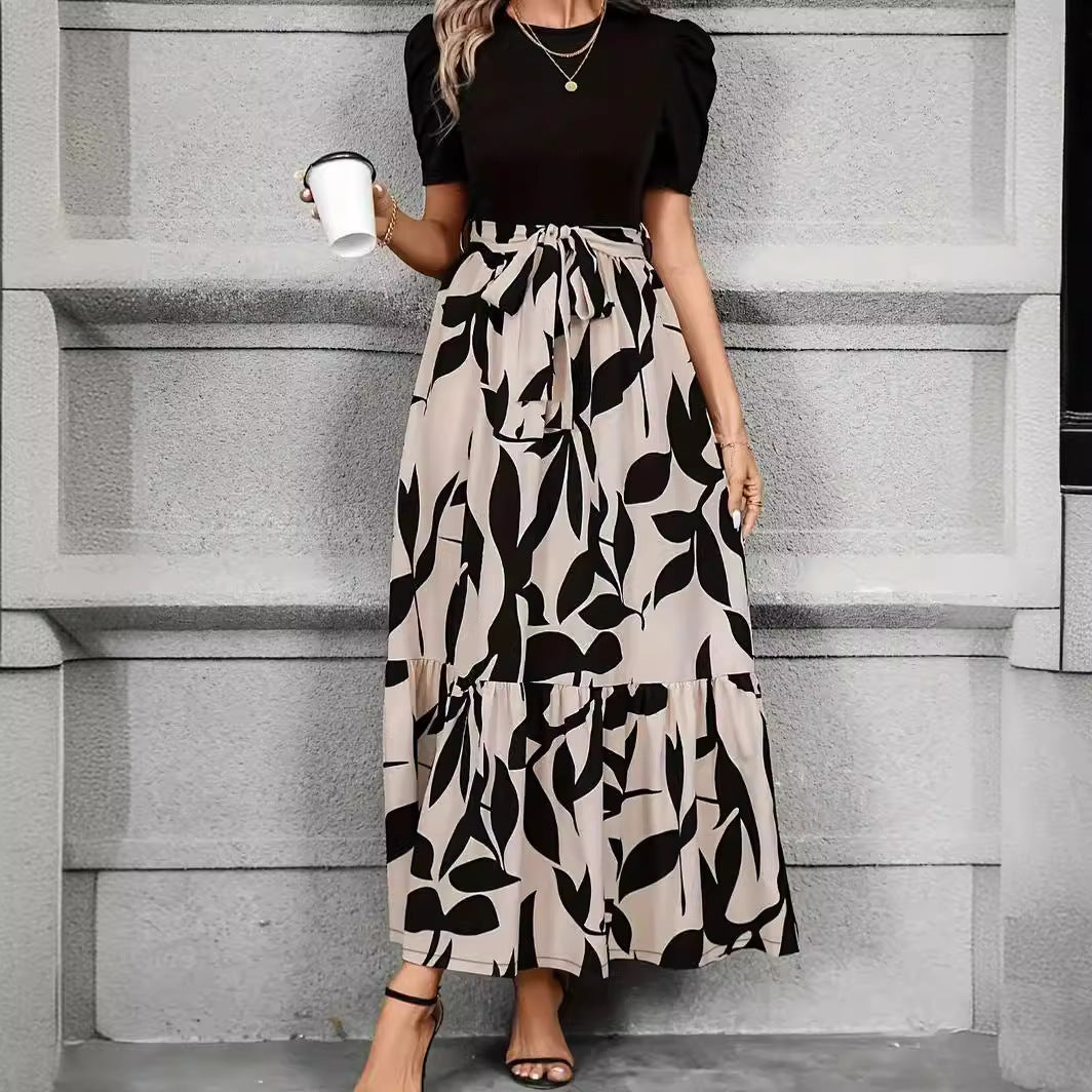 Women's Spring And Summer Wear Popular Floral Print Round Neck Exotic Vacation Style Elegant Dress