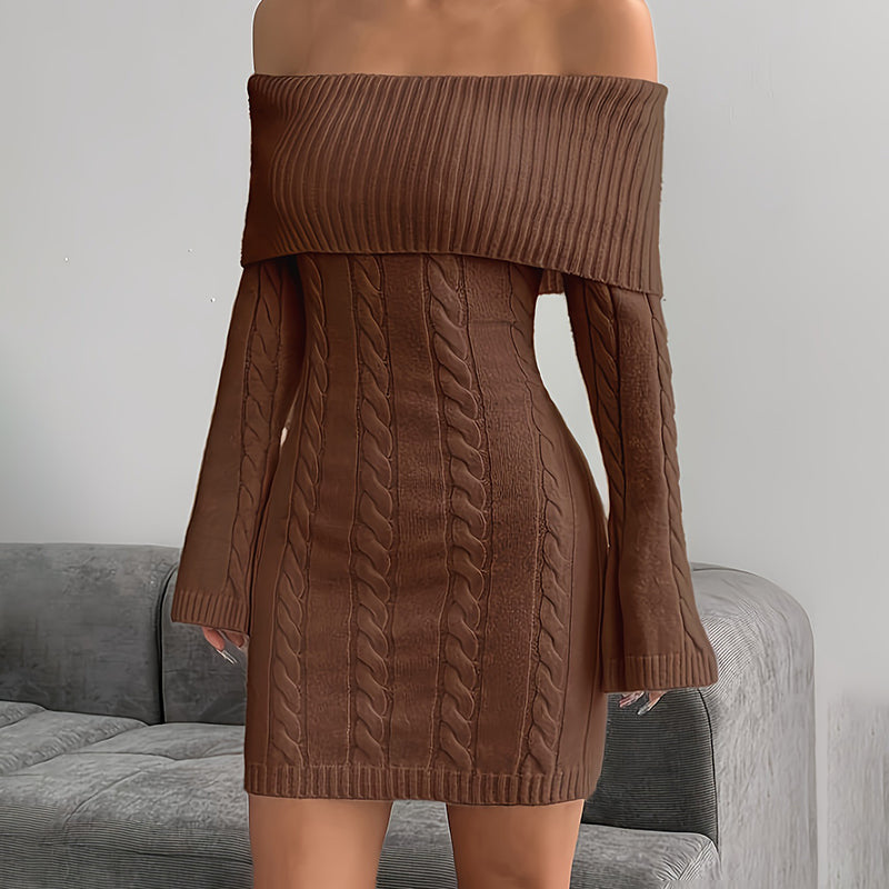 Women's Off Shoulder Bodycon Dress, Long Sleeve Mini Club Dress, Elegant Party Fitted Short Dresses