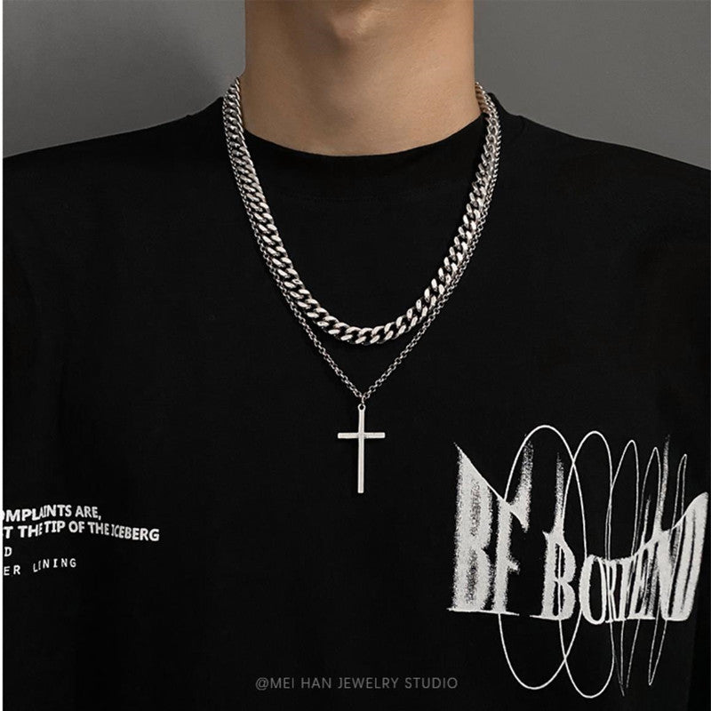 Men's Double-layer Hip Hop Twin Multi-layer Necklace