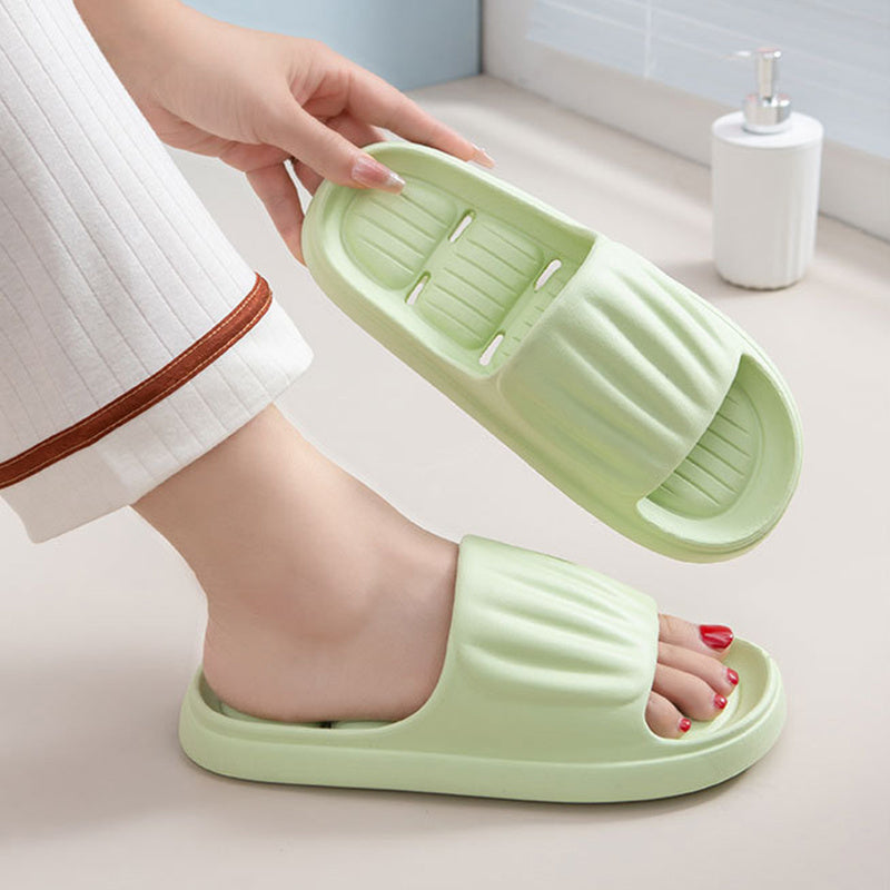 Summer Solid Color Stripe Slippers Non-slip Floor Bathroom Slipper Indoor House Shoes For Men Women Couples