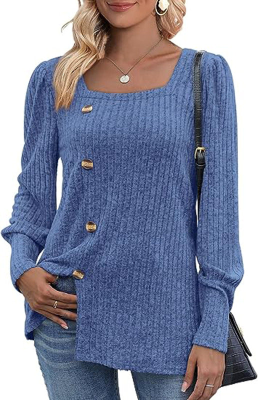 Women's Sunken Stripe Long-sleeved Top T-shirt