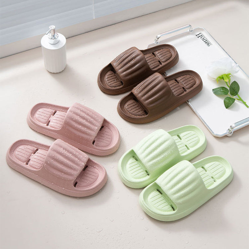 Summer Solid Color Stripe Slippers Non-slip Floor Bathroom Slipper Indoor House Shoes For Men Women Couples