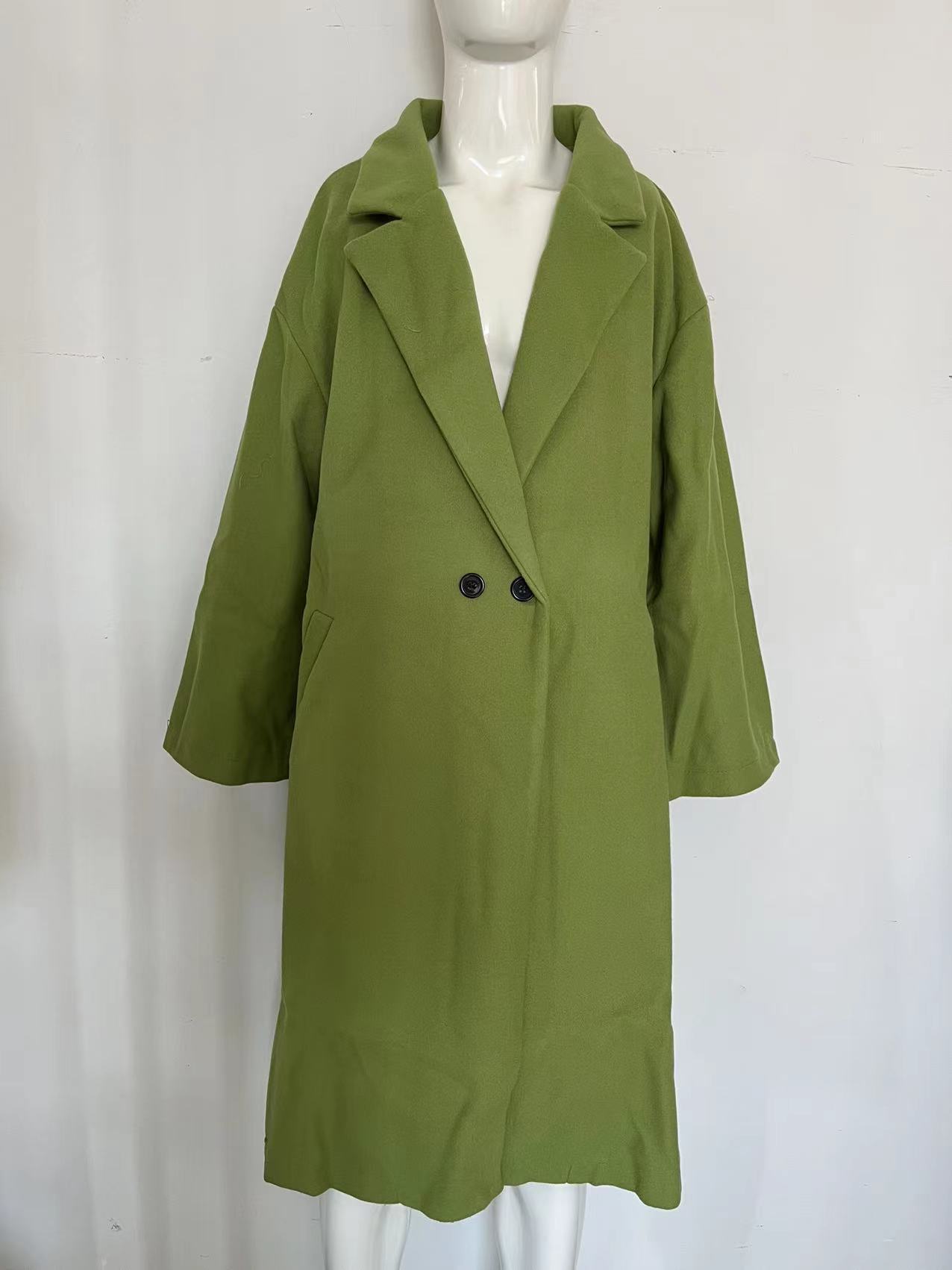 European And American Women's New Long Sleeved Large Woolen Overcoat