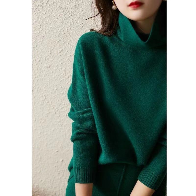 French Socialite Graceful And Fashionable Sweater Set Women's Sweater Skirt Turtleneck Two-piece Set