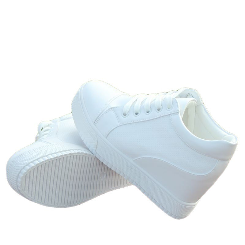 New Versatile Breathable White Shoes For Women Inner Height Increasing Casual Shoes