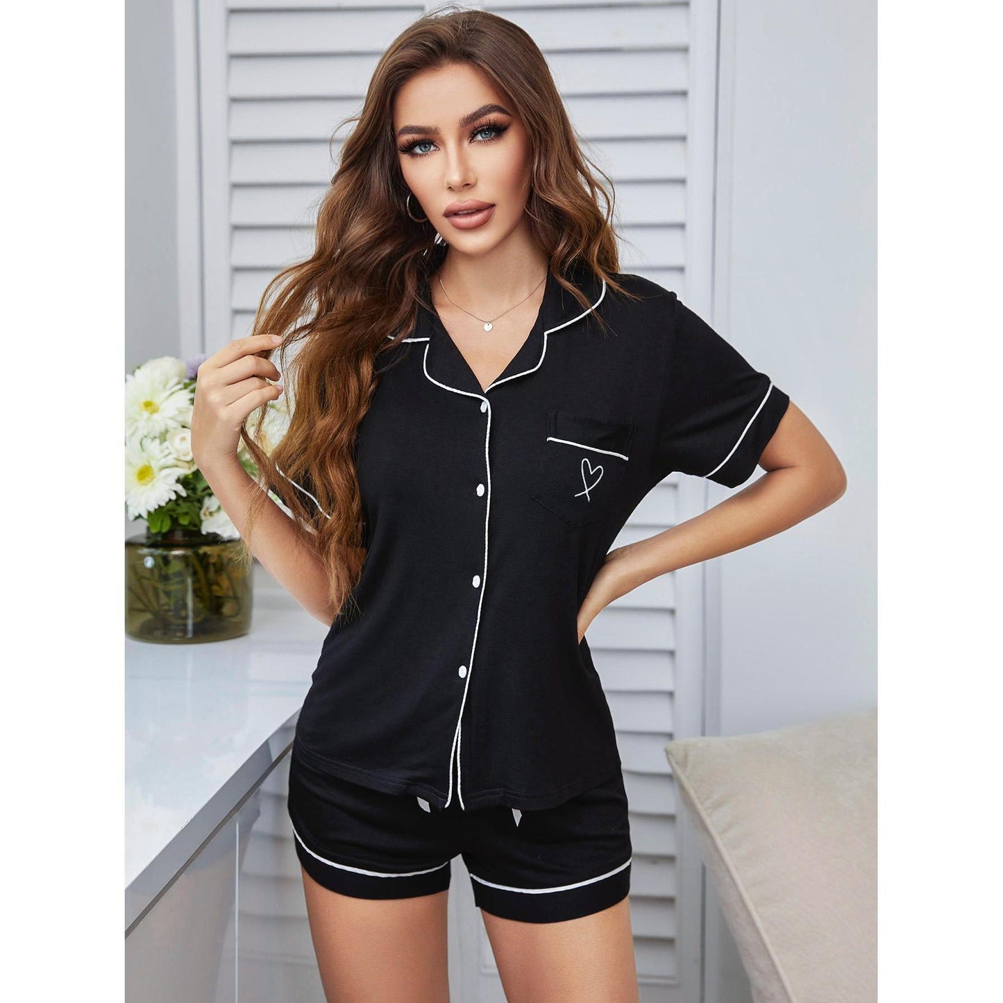 Women's Fashion Short-sleeved Shirt Shorts Suit