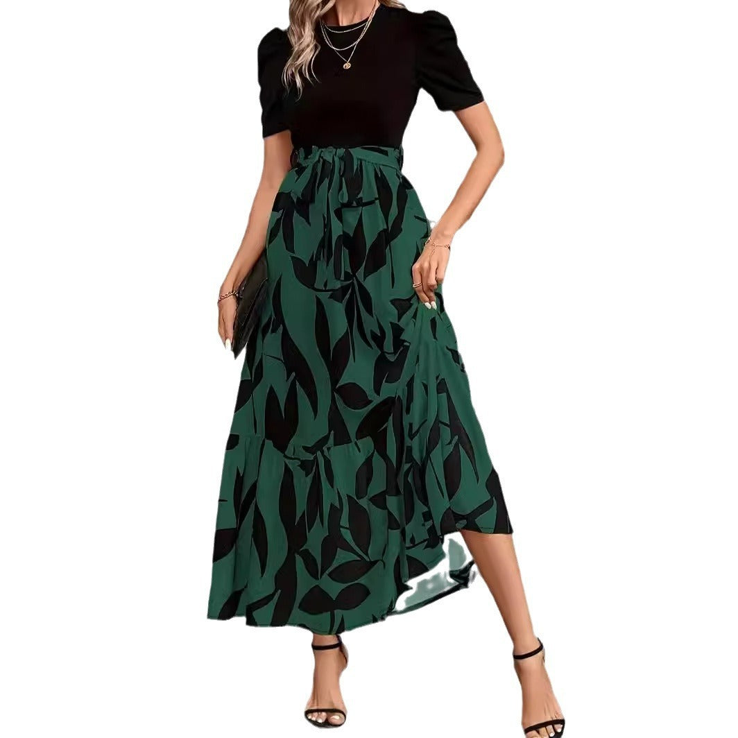 Women's Spring And Summer Wear Popular Floral Print Round Neck Exotic Vacation Style Elegant Dress