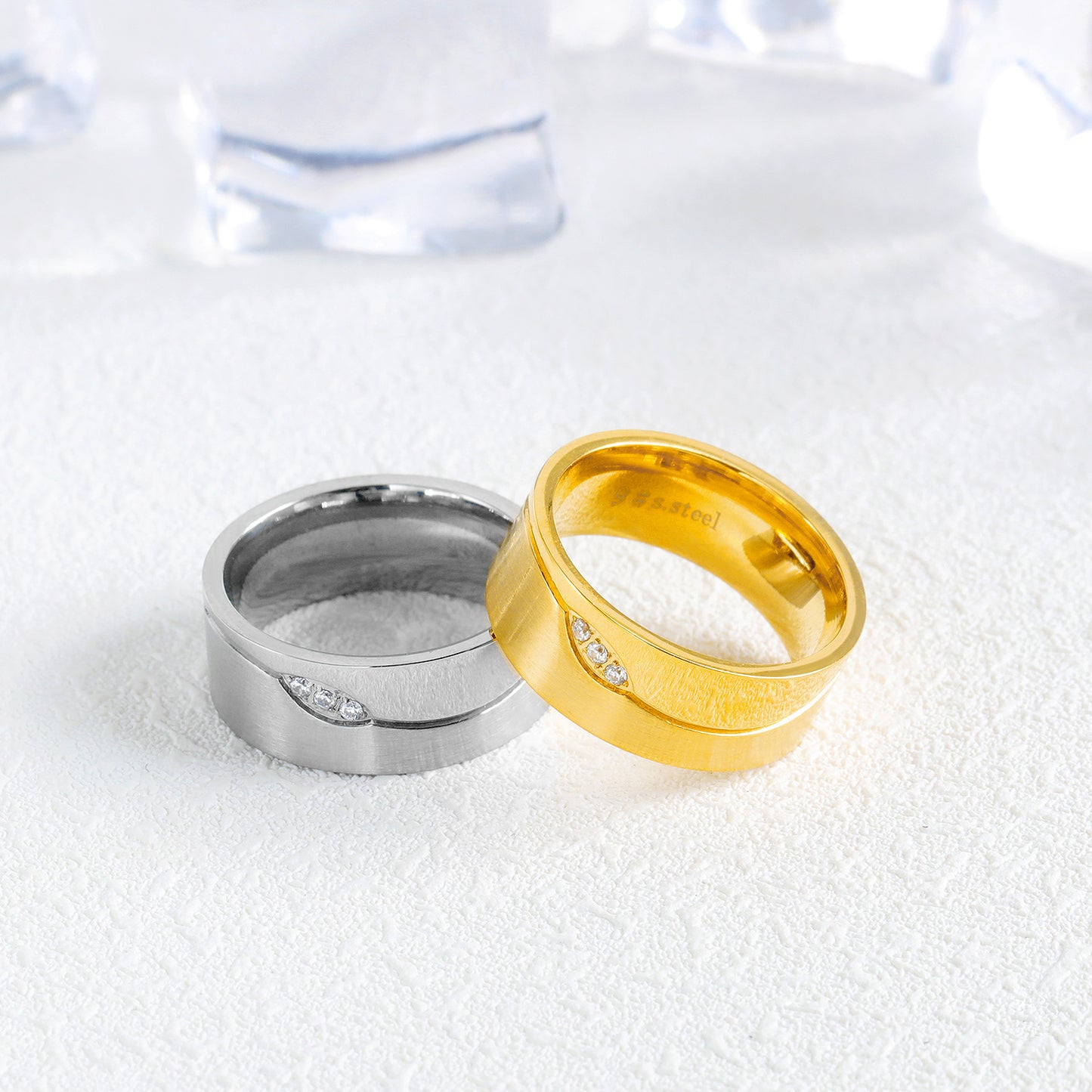 Simple Diamond-studded Titanium Steel Men's Ring