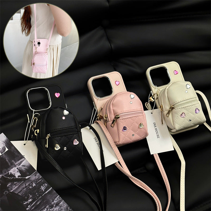 Crossbody Wallet Phone Case For ApplePhone Cute Light Luxury Bag Phone Case With Removable Shoulder Strap