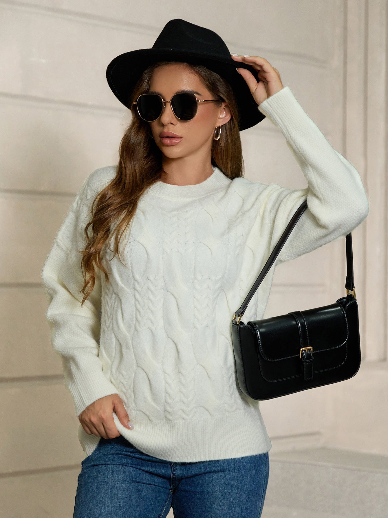 Women's Fashionable Pullover Long-sleeved Sweater Top