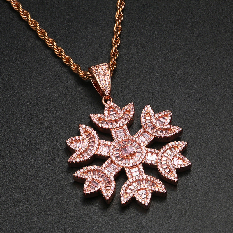 Zircon Snowflake Necklace Creative Pendant Popular Ornament