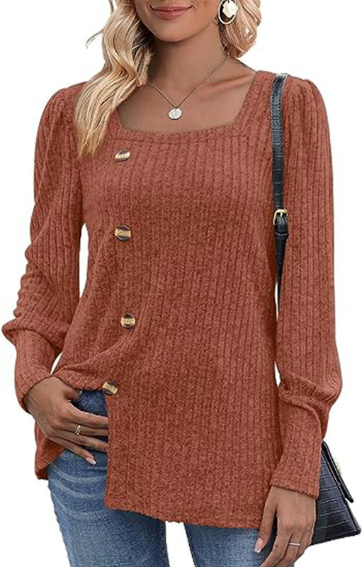 Women's Sunken Stripe Long-sleeved Top T-shirt